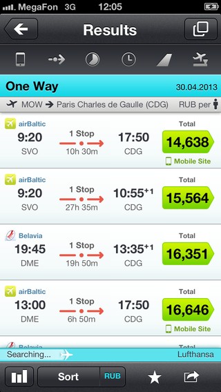 Scan the sky with Skyscanner! skyscanner searching results photo