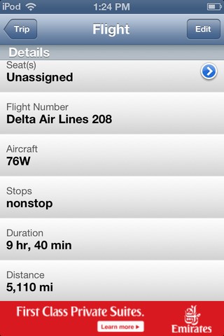 tripit flight details photo